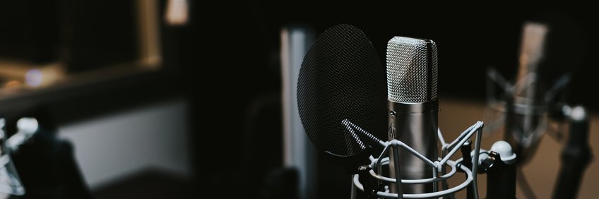 Condenser microphone in a studio
