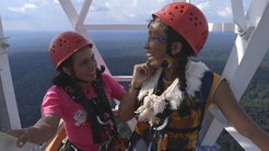 Brazilian activists climbing the ATTO tower