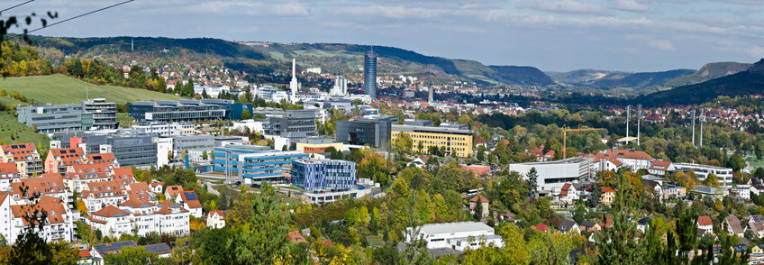 Vie wof the Beutenberg Campus from the opposite town part Winzerla.