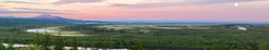 Floodplain of the Kolyma River south of Chersky in the midnight sun, including a full moon.