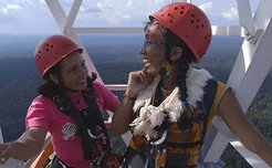 Brazilian activists climbing the ATTO tower (Copyright Barbara Marcel)