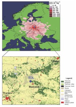 a) Footprint area of the Bialystok tall tower station (level with the COMET model; (b) Land cover in the surroundings of the station data source: GLC2000 – European Commission, Joint Research Centre, 2003). Popa, M. E., Gloor, M., Manning, A. C., Jordan, A., Schultz, U., Haensel, F., Seifert, T., and Heimann, M.: Measurements of greenhouse gases and related tracers at Bialystok tall tower station in Poland, Atmos. Meas. Tech., 3, 407–427, https://doi.org/10.5194/amt-3-407-2010, 2010.)