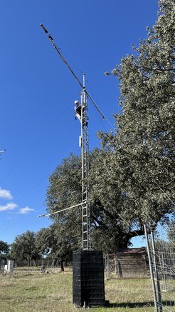 K. Hippler renewing the wiring on one of the radiometric towers.